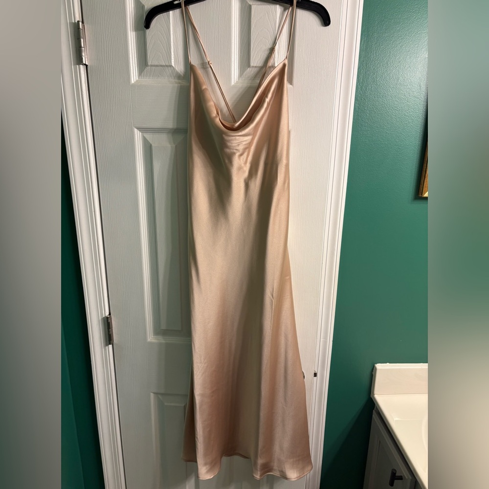 Show Me Your MuMu Cowl Neck Satin Dress - Champagne
